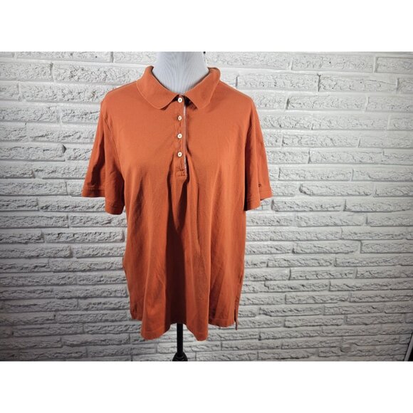 Tommy Hilfiger Women Top 2X Plus Polo Short Sleeve Orange Cotton ORA29E - Picture 1 of 9